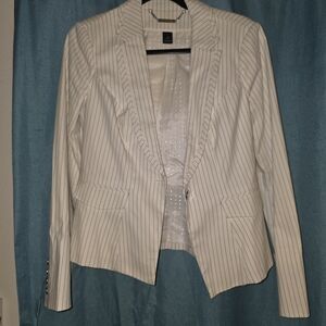 Elegant White Striped Women's Blazer